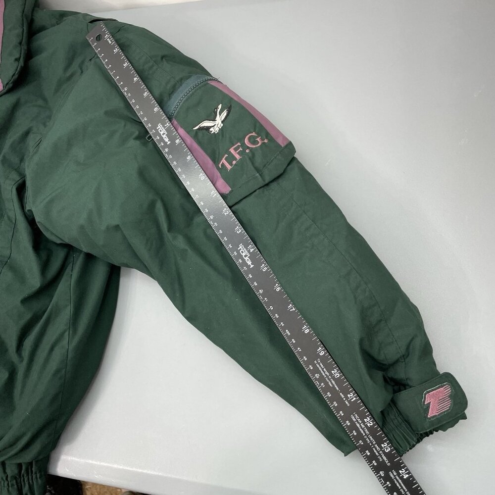 Vintage 90s Triple Fat Goose Jacket Down Puffer Retro Green Purple Womens XL - Picture 13 of 13